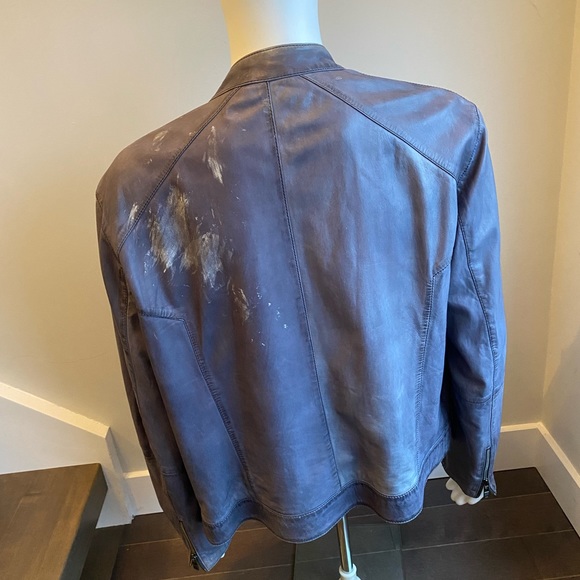 Versace Collection Leather Motorcycle Blue Men Jacket - Size: 56 US L - XL - Picture 3 of 8